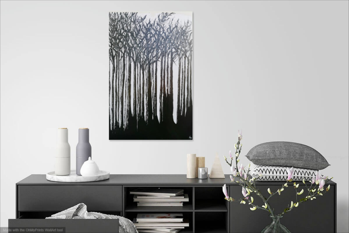 Tableau noir et blanc moderne - Forêt Noire par Art BG Créations