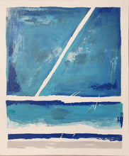 Charger l&#39;image dans la galerie, Toile abstraite au couteau bleue et blanche
